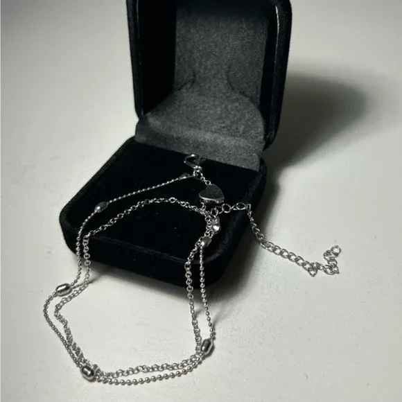 Heart Silver Chain Ankle Bracelet Leg Foot Jewelry Engagement Wedding Charm - Picture 3 of 3